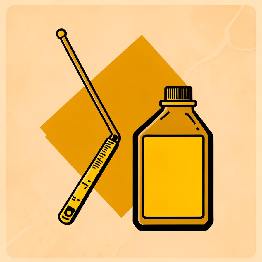 Flat illustration of an oil dipstick and fluid bottle