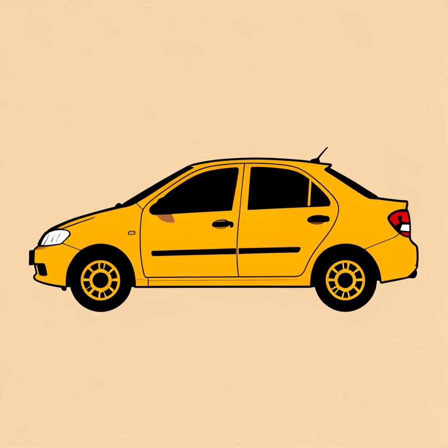 Flat illustration of a sedan in profile